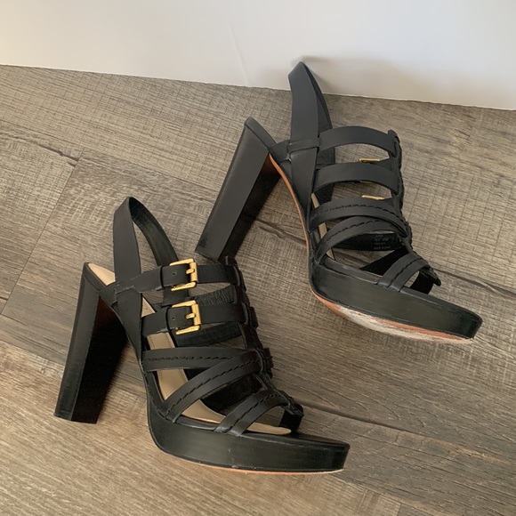Coach black leather heeled sandals size 9.5 - Picture 3 of 9